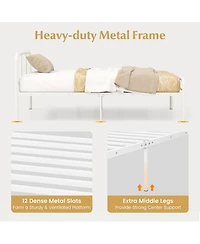 Gymax 12-Inch Twin Bed Frame Modern Metal Platform Bed w/ Headboard & Footboard