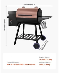 Ecooso Wood Pellet Grill Smoker, 8-in-1 Outdoor Bbq, 456 Sq. In. Cooking Area, Digital Controller, Meat Probe, 500°F Max