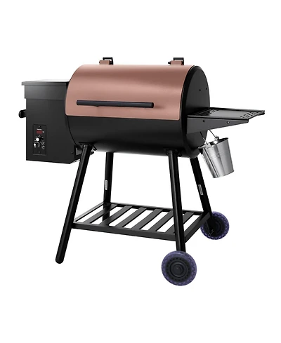 Ecooso Wood Pellet Grill Smoker, 8-in-1 Outdoor Bbq, 456 Sq. In. Cooking Area, Digital Controller, Meat Probe, 500°F Max