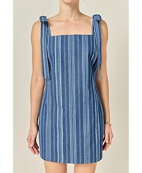 English Factory Women's Denim Stripe Mini Dress