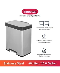 10.6 gallon rectangular step-on recycling trash can with two 20 liter compartments