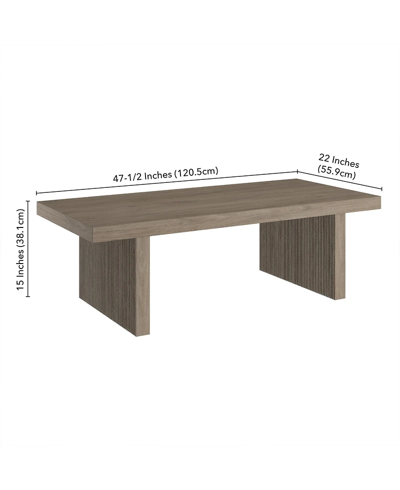 Hudson & Canal Soren 48" Wide Rectangular Fluted Coffee Table