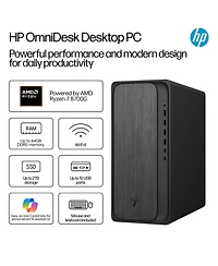 Hp OmniDesk Tower Desktop Amd Ryzen 7 32GB Ram Amd Radeon Graphics 1TB Ssd Storage Windows 11 Home