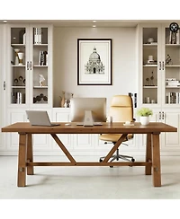 Tribesigns 70.87" Solid Wood Executive Desks, Long Large Office Desk, Farmhouse Computer Desk