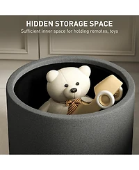 Homcom Round Storage Ottoman Table with Flip Top Tray,