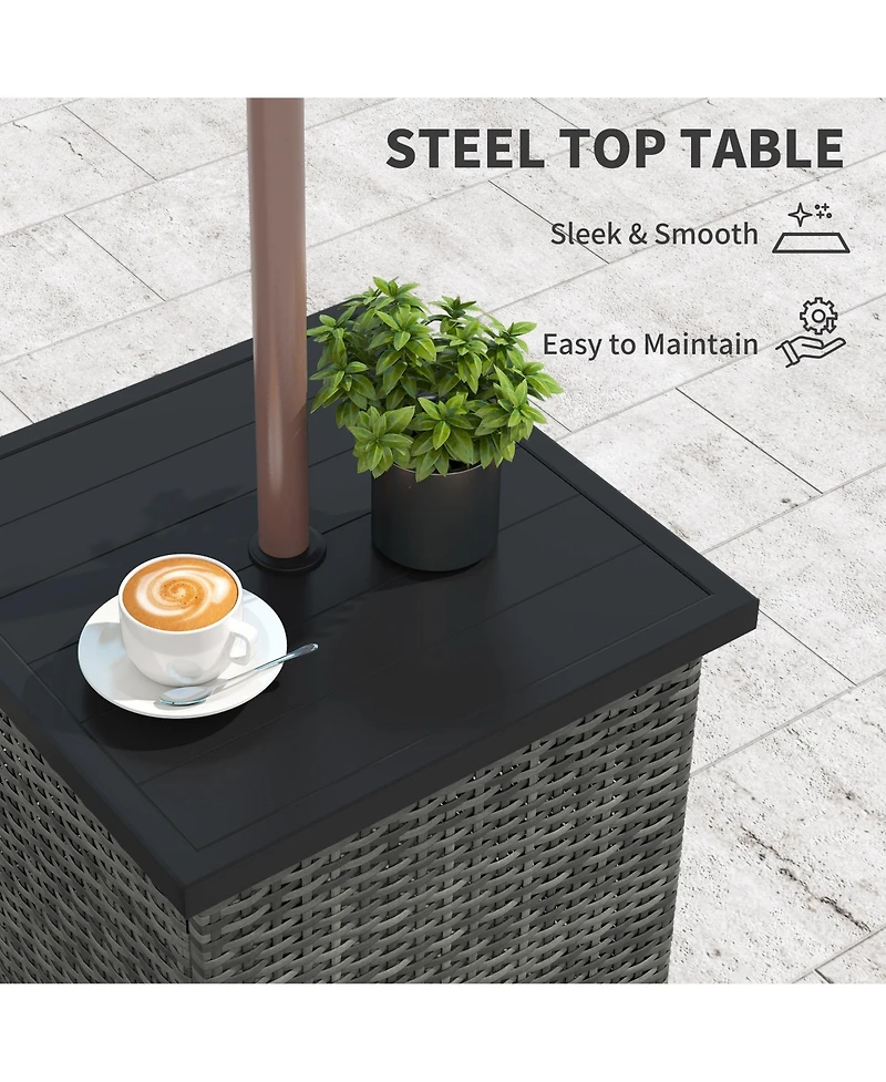 Outsunny Wicker Side Table, Square Pe Rat Outdoor End Table