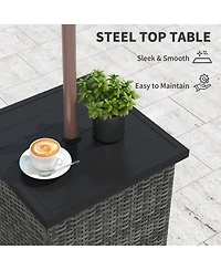 Outsunny Wicker Side Table, Square Pe Rat Outdoor End Table