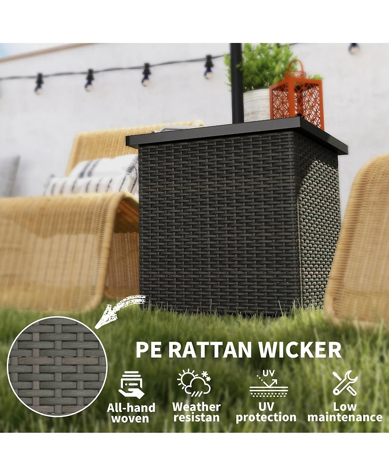 Outsunny Wicker Side Table, Square Pe Rat Outdoor End Table