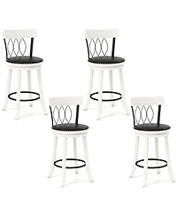 Gymax 26'' Set of Bar Stools w/ Footrest Rubber Wood Frame & Tufted Rivets
