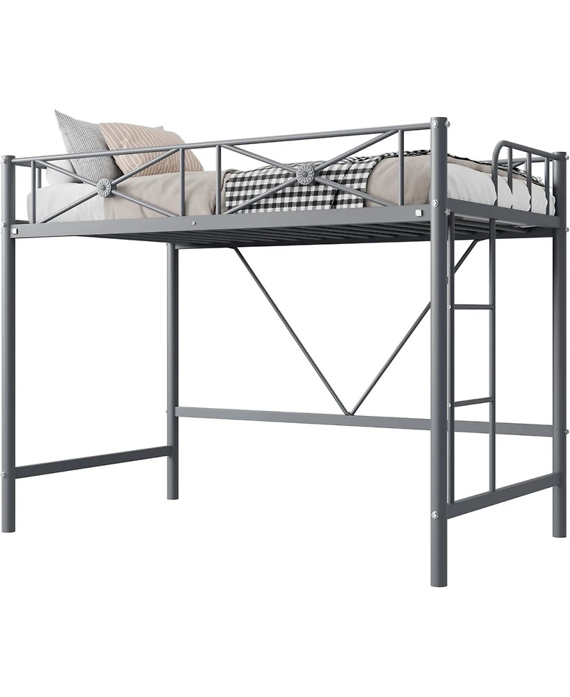 gaomon Metal Loft Bed Twin Size, Industrial Loftbeds Heavy Duty with Safety Guard Rails and Space-Saving Design, Steel for School