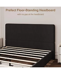 gaomon Upholstered Platform Bed Frame with 2 Storage Drawers, Faux Leather Low Profile Bed Base with Wood Slat Support