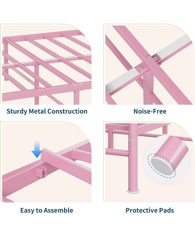 gaomon Full Bed Frame for Kids, Full Size Bed with Headboard and Footboard, Heart Shaped Platform Bed Frame, Heavy Metal Slat Support, Noiseless