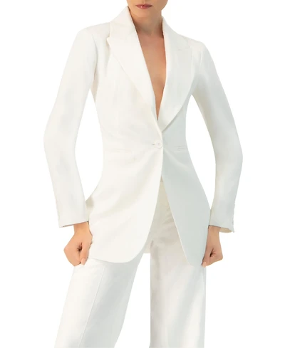 Ivonne Women's Single Button Cotton Blazer