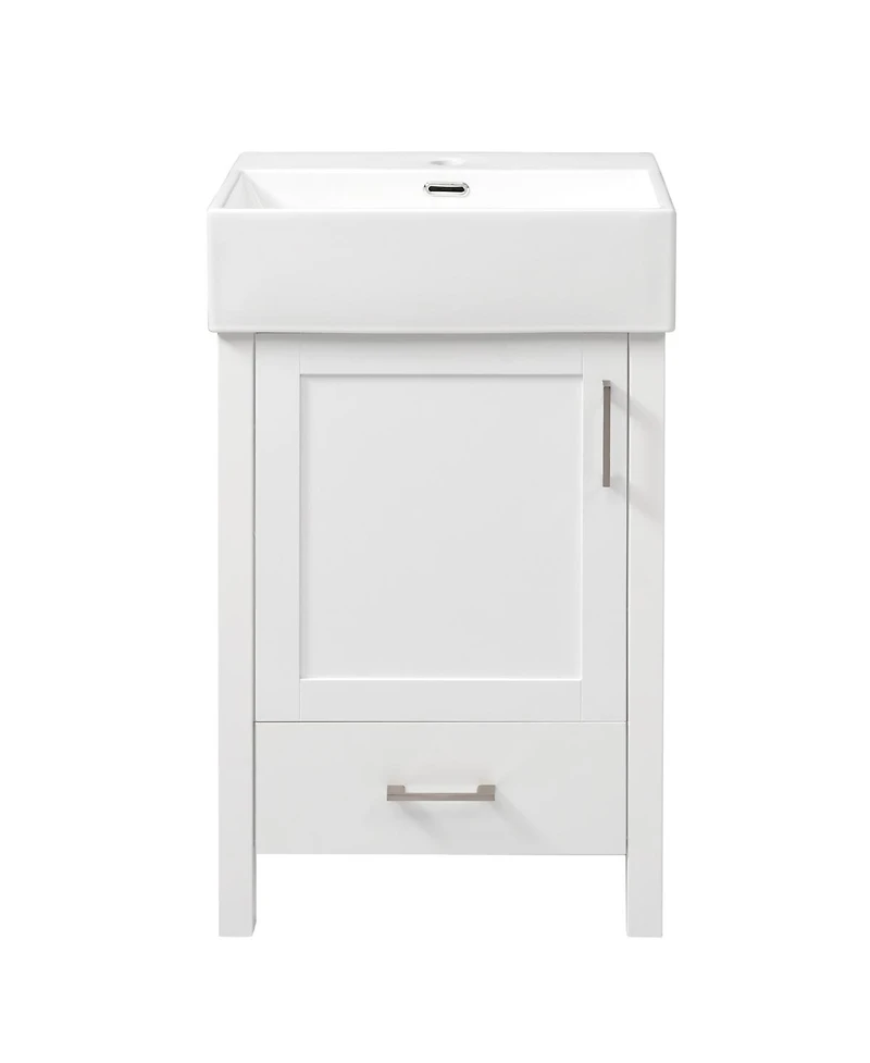 Sillysis 20" Modern Bathroom Vanity with Ceramic Sink, Solid Wood Frame & Drawer for Small Spaces