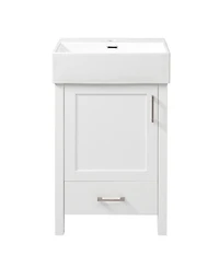Sillysis 20" Modern Bathroom Vanity with Ceramic Sink, Solid Wood Frame & Drawer for Small Spaces