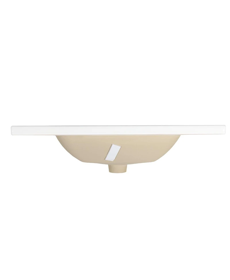 Sillysis 27.8" Rectangular Ceramic Bathroom Sink, Modern Vessel Basin with Overflow for Vanity Cabinet