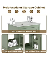 Sillysis Small Bathroom Vanity Cabinet with Ceramic Sink, Soft Close Door & Ample Storage for Compact Spaces