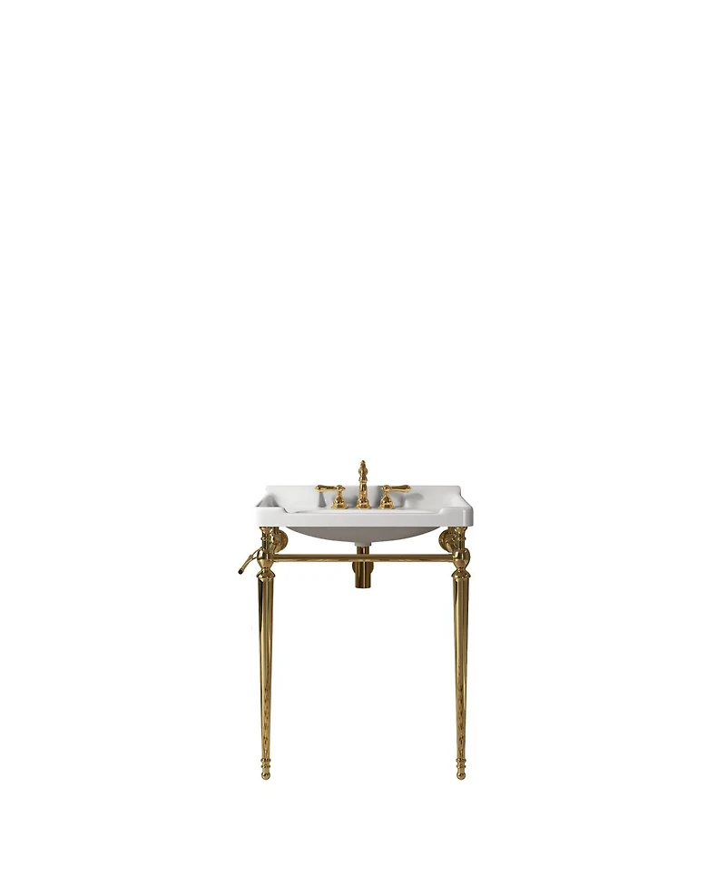 Sillysis 28" Bathroom Console Sink with Vanity, Wall Mounted Basin & Silver Stainless Steel Legs, Towel Bar Included-Sillysis