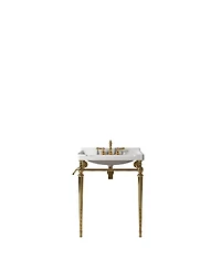 Sillysis 28" Bathroom Console Sink with Vanity, Wall Mounted Basin & Silver Stainless Steel Legs, Towel Bar Included-Sillysis