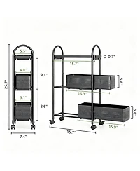 Yigii Slim Storage Cart with Pull-Out Baskets for Narrow Spaces - Kitchen, Bathroom, Laundry