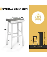 Gymax 4 Pcs Saddle Bar Stools Bar Height Backless Island Pub Chairs Kitchen
