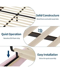 gaomon Bed Frame with Adjustable Headboard, Sherpa Fleece Upholstered Platform Led Lights, 750 Lb Capacity