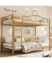 gaomon Twin Over Twin Metal Bunk Bed Ladder Guardrails Heavy Duty 400 Lbs. No Box Spring Easy Assembly