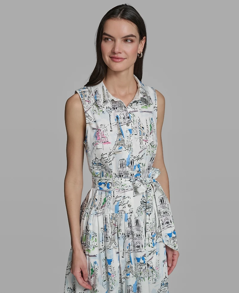 Karl Lagerfeld Paris Petite Collared Neck Midi Dress