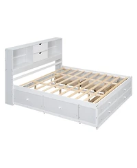 Streamdale Furniture Platform Bed with Storage Headboard and 8 Drawers
