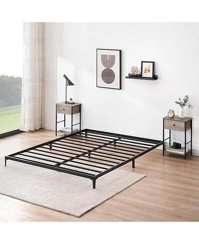 gaomon 6 Inch Low Bed Frame with Steel Slat Support, Low Profile Full Metal Platform Bed Frame No Box Spring Needed, Mattress Foundation
