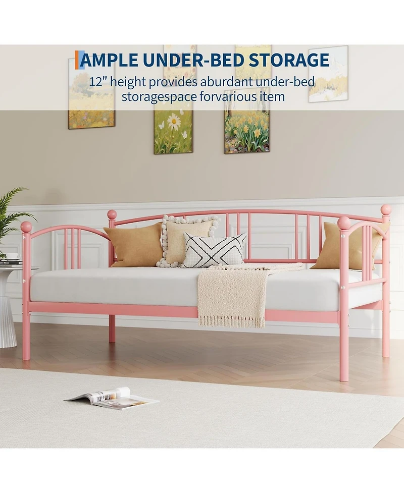gaomon Daybed, Metal Sofa Bed Frame with Steel Slat Support for Living Room, Bedroom and Guest Room.