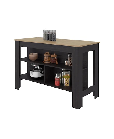 Fm Furniture Aiken Broom Cabinet with Storage Shelves and Broom Hangers, Wengue