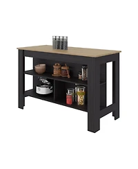 Fm Furniture Aiken Broom Cabinet with Storage Shelves and Broom Hangers, Wengue