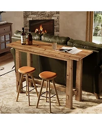 Tribesigns 63" Solid Wood Bar Table, Tall Pub Table for 4-6 People, Kitchen Counter Height Table for Dining & Home Bar