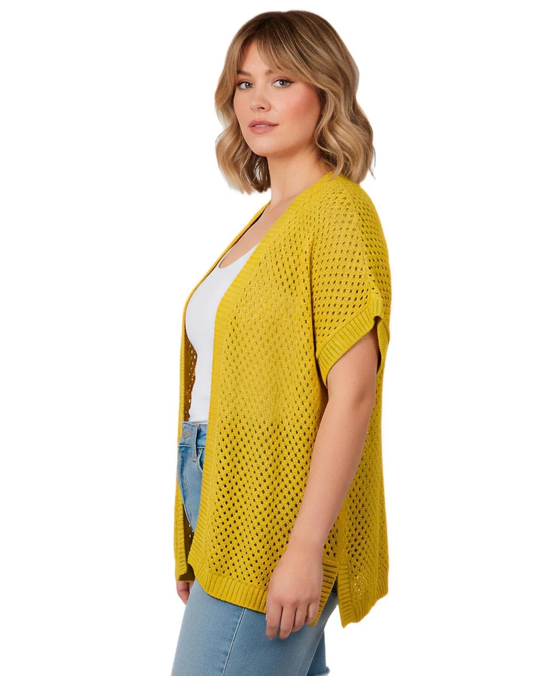 Avenue Women's Short Sleeve Button Front Cardigan