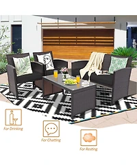 Gymax 8PCS Patio Rattan Furniture Set Cushioned Chair Sofa Table