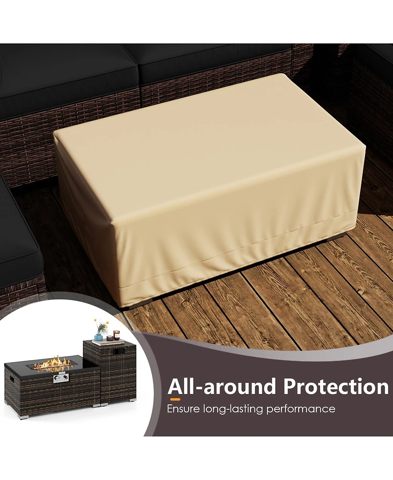 Gymax Set of 7 Patio Furniture 40000 Btu Gas Fire Pit Table Propane Tank Cover