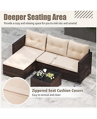 Gymax 4 Seats Outdoor Patio Furniture Set L-Shaped Couch Set for Yard