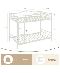 gaomon Over Twin Metal Bunk Bed with Ladder Guardrails Heavy Duty 400 Lbs No Box Spring Easy Assembly