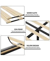 gaomon Upholstered Bed Frame Wingback Headboard Linen Deep Button Tufted Storage Shelf Charging Usb No Noise Box Spring Optional