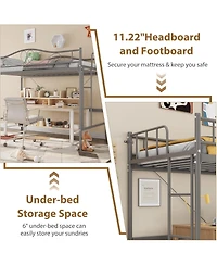 gaomon Metal Loft Bed with Ladder and Guardrail- Heavy Duty 400 Lbs Capacity- No Box Spring Needed- Easy Assembly