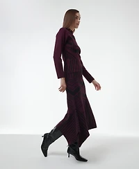 Leem Women's Geometric Jacquard Fitted Knit Top