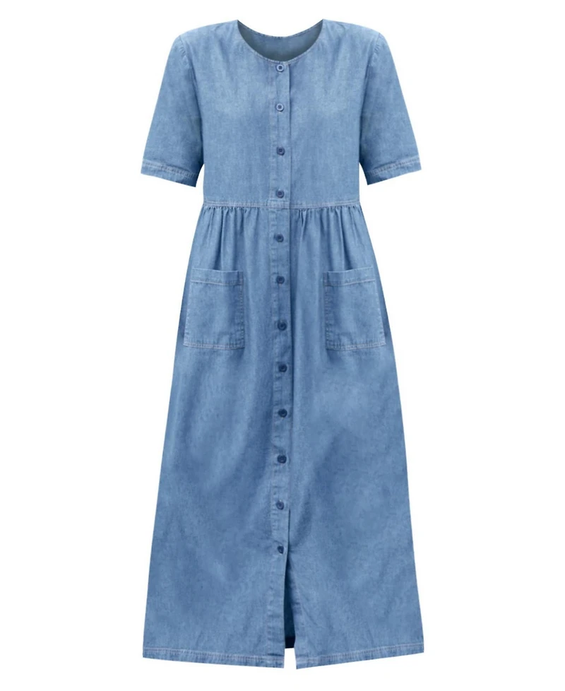 Woman Within Plus Short-Sleeve Denim Dress