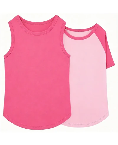 Aronkl 2 Pack Breathable Cotton Spandex Dog T-shirts for Year-Round Comfort