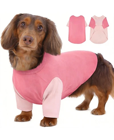 Aronkl 2 Pack Breathable Cotton Spandex Dog T-shirts for Year-Round Comfort