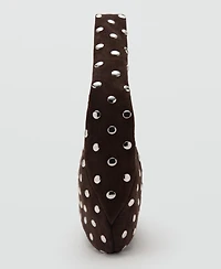 Mango Women's Suede Studded Shoulder Bag