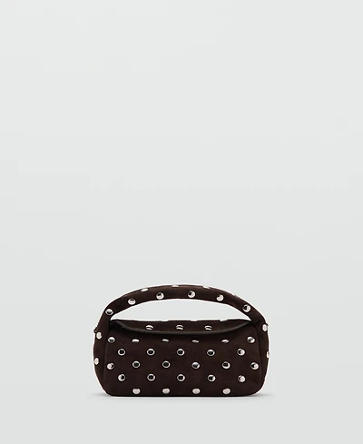 Mango Women's Suede Leather Studded Handbag