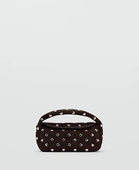 Mango Women's Suede Leather Studded Handbag