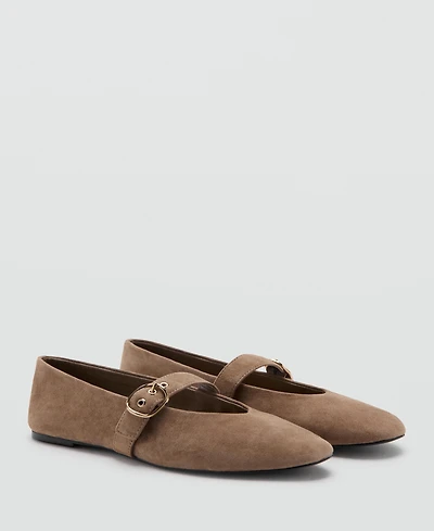 Mango Women's Suede Leather Ballet Flats