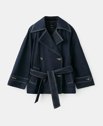Mango Women's Denim Belt Trench Coat